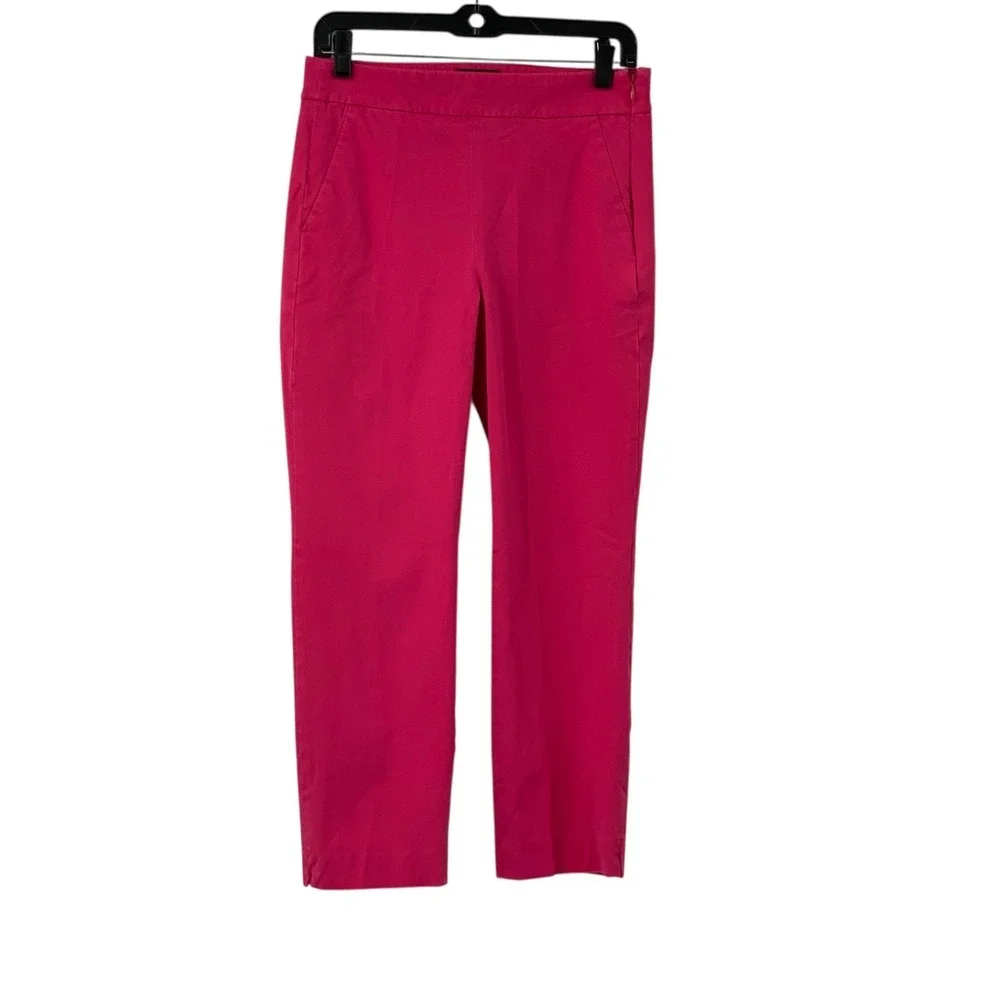 J. Crew Remi Women's Fushia Bi-Stretch Cotton Ankle Crop Pant Back Seam Size 6‎